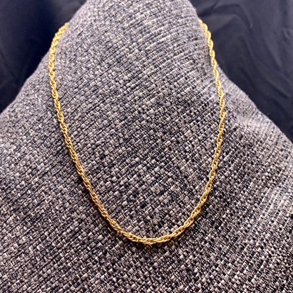Vintage Gold Tone Twisted Chain Necklace